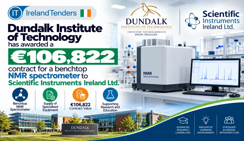 Dundalk Institute of Technology has awarded a €106,822 contract for a benchtop NMR spectrometer to Scientific Instruments Ireland Ltd.