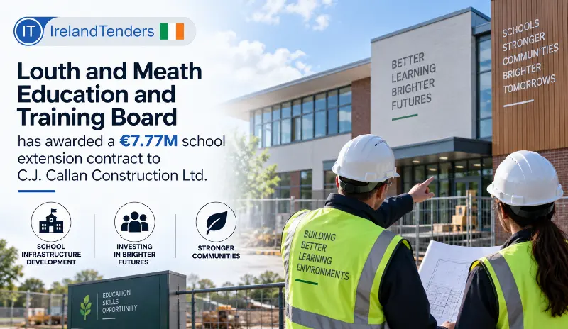 Louth and Meath Education and Training Board has awarded a €7.77M school extension contract to C.J. Callan Construction Ltd.